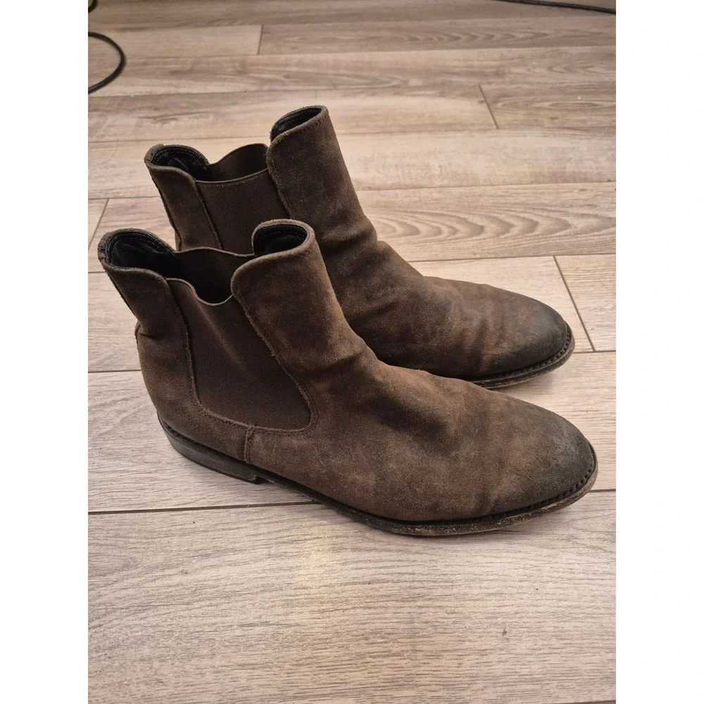 Thursday‎ Boot Company Dark Brown Suede Chelsea Boots Distressed Ankle Sz 8.5